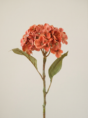 Artificial Rust Orange PU Hydrangea Flower Stem
