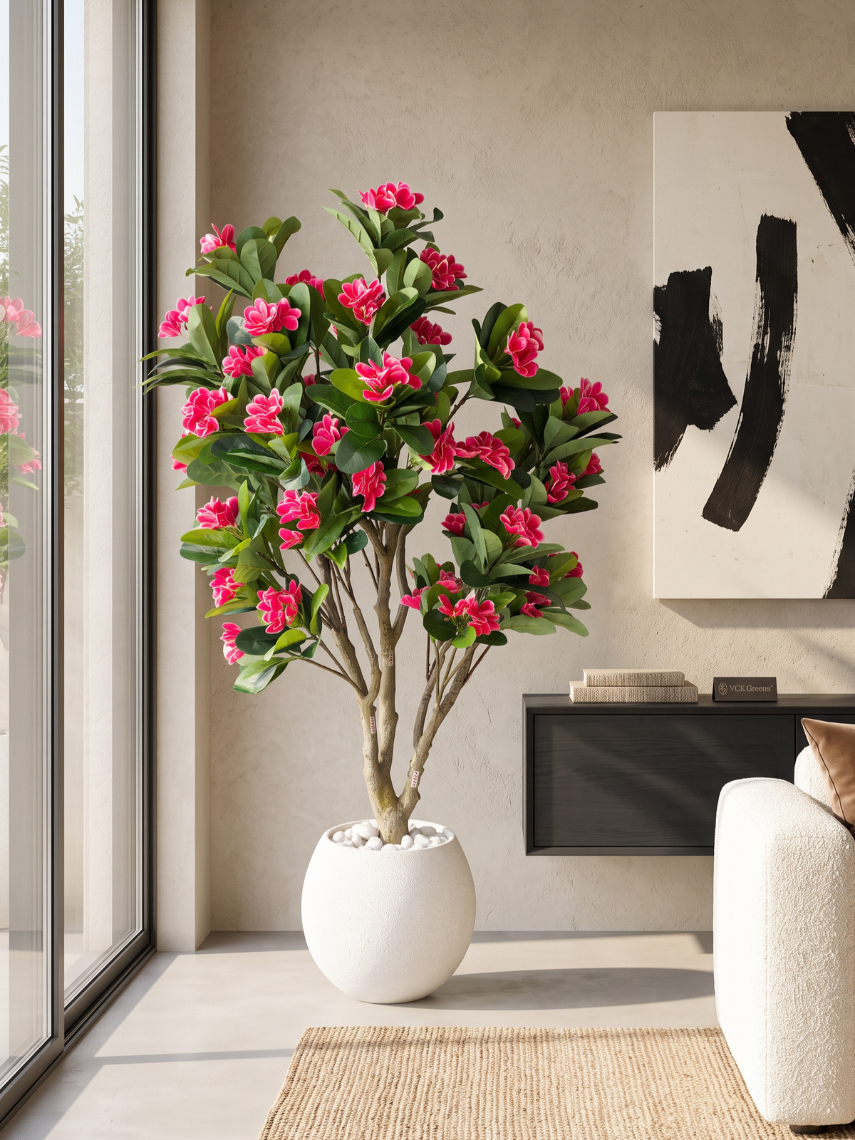 Artificial Pink Frangipani Floral Tree 6ft