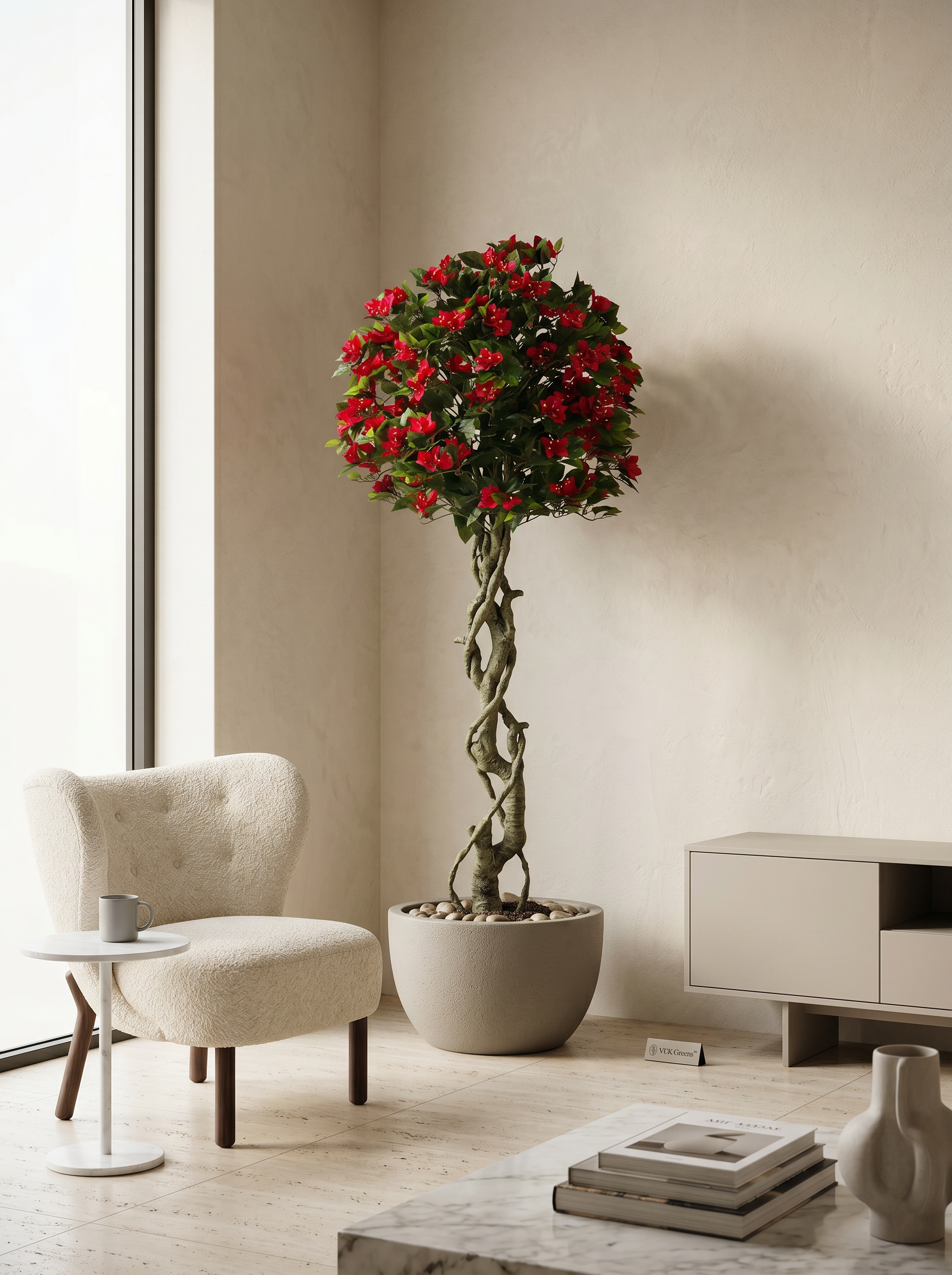 Artificial Red Bougainvillea Topiary Tree 6ft