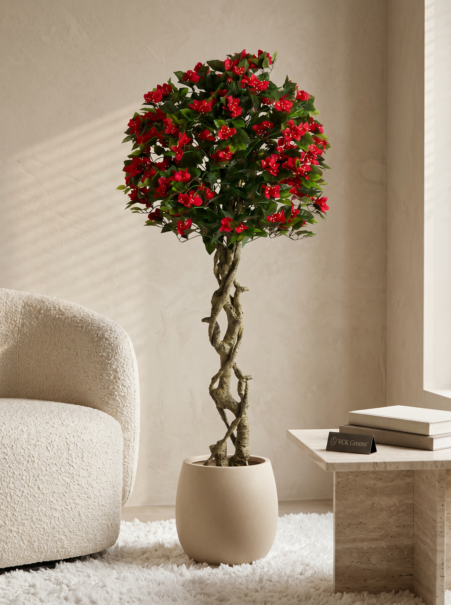 Artificial Red Bougainvillea Topiary Tree 6ft