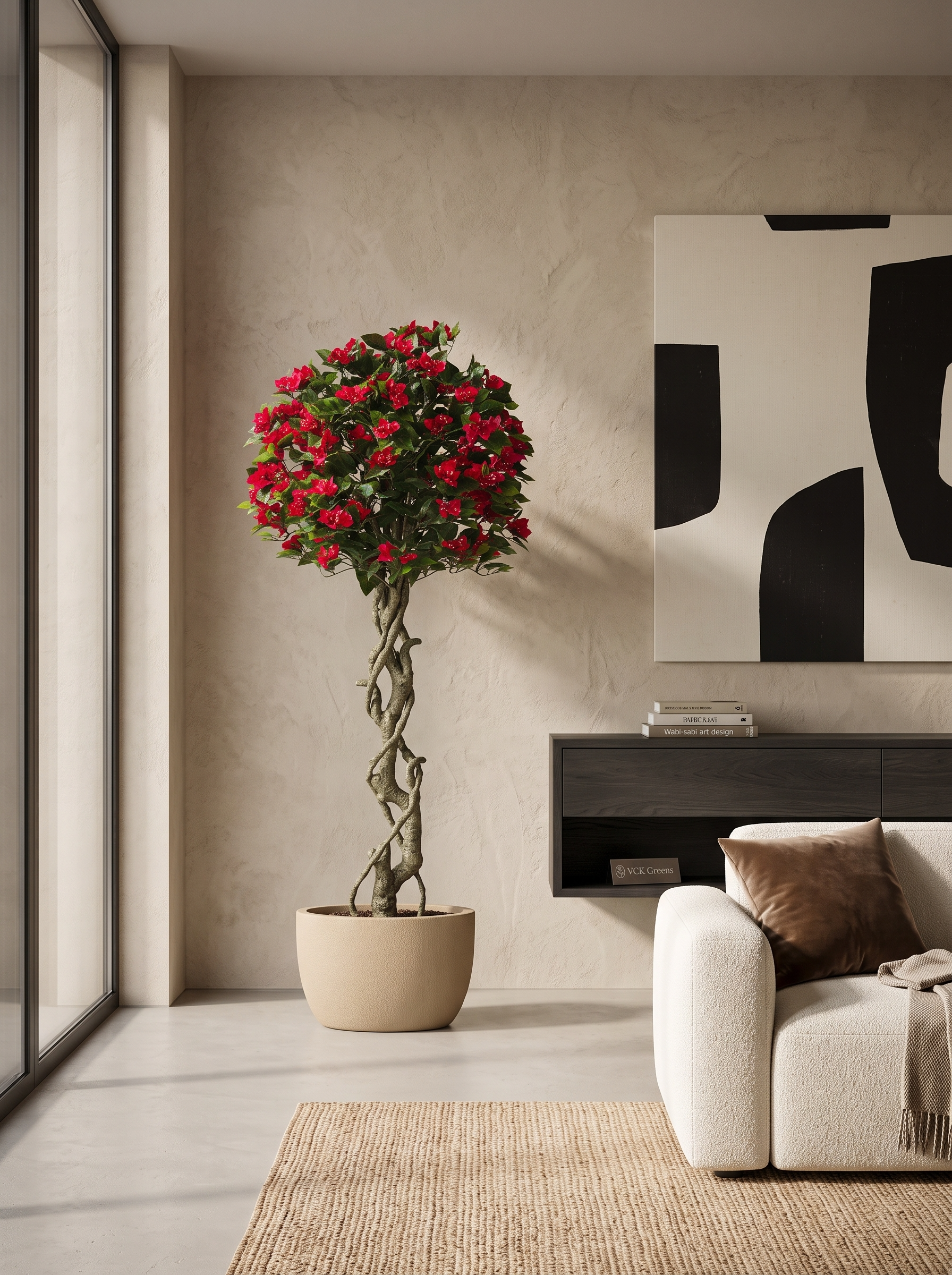 Artificial Red Bougainvillea Topiary Tree 6ft