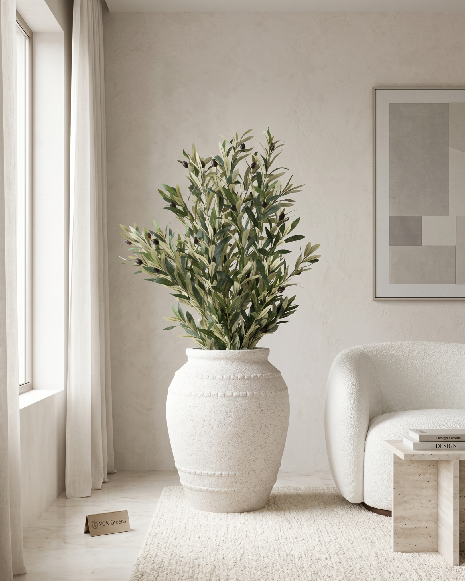 Artificial Olive Tree With Fiber Pot 4ft