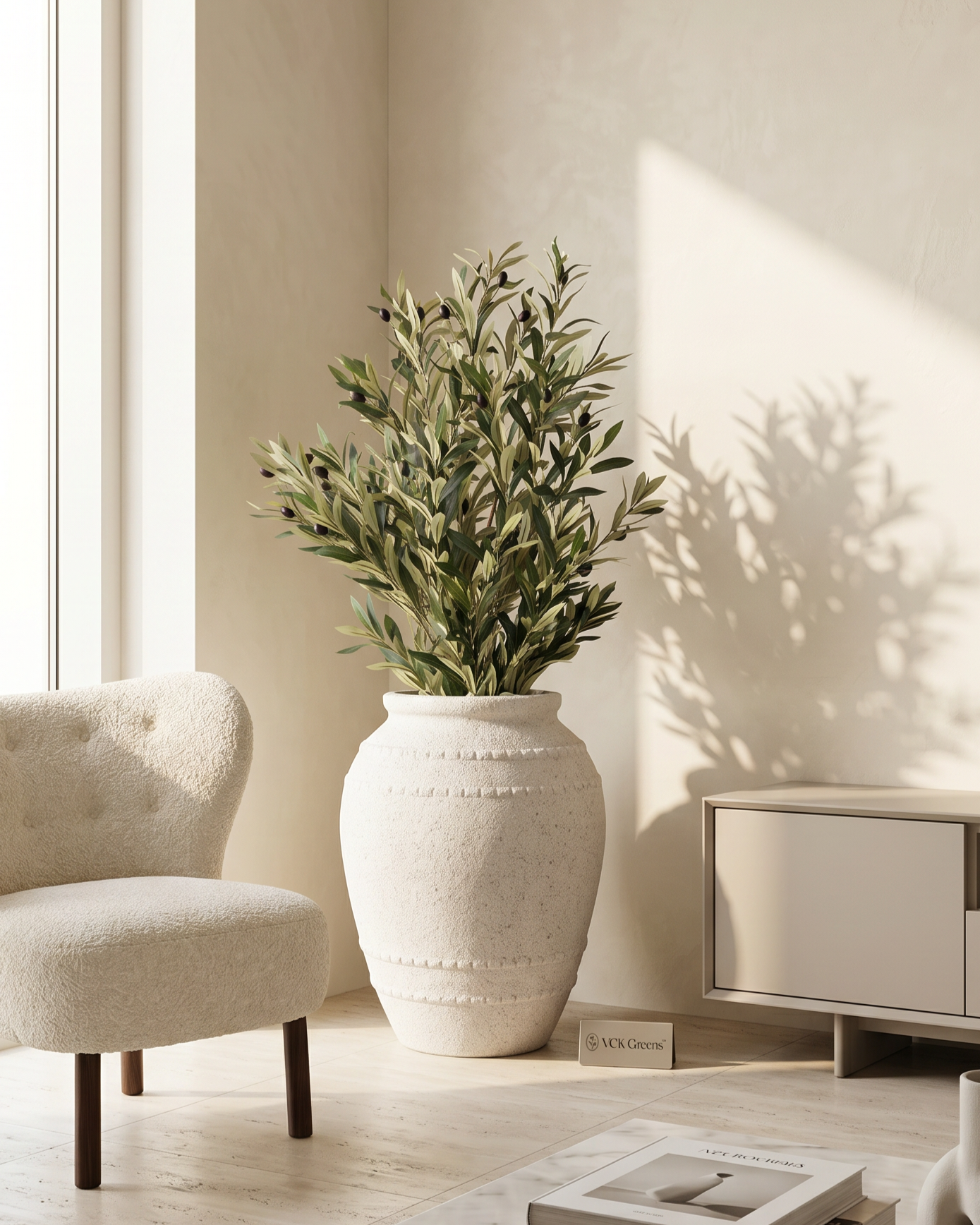 Artificial Olive Tree With Fiber Pot 4ft