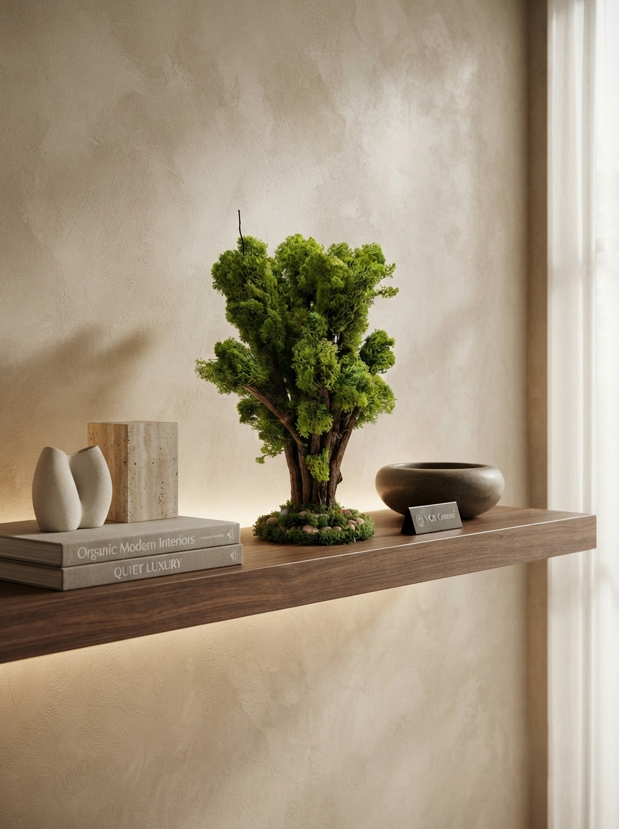Preserved Moss & Natural Wood Sculptural Bonsai