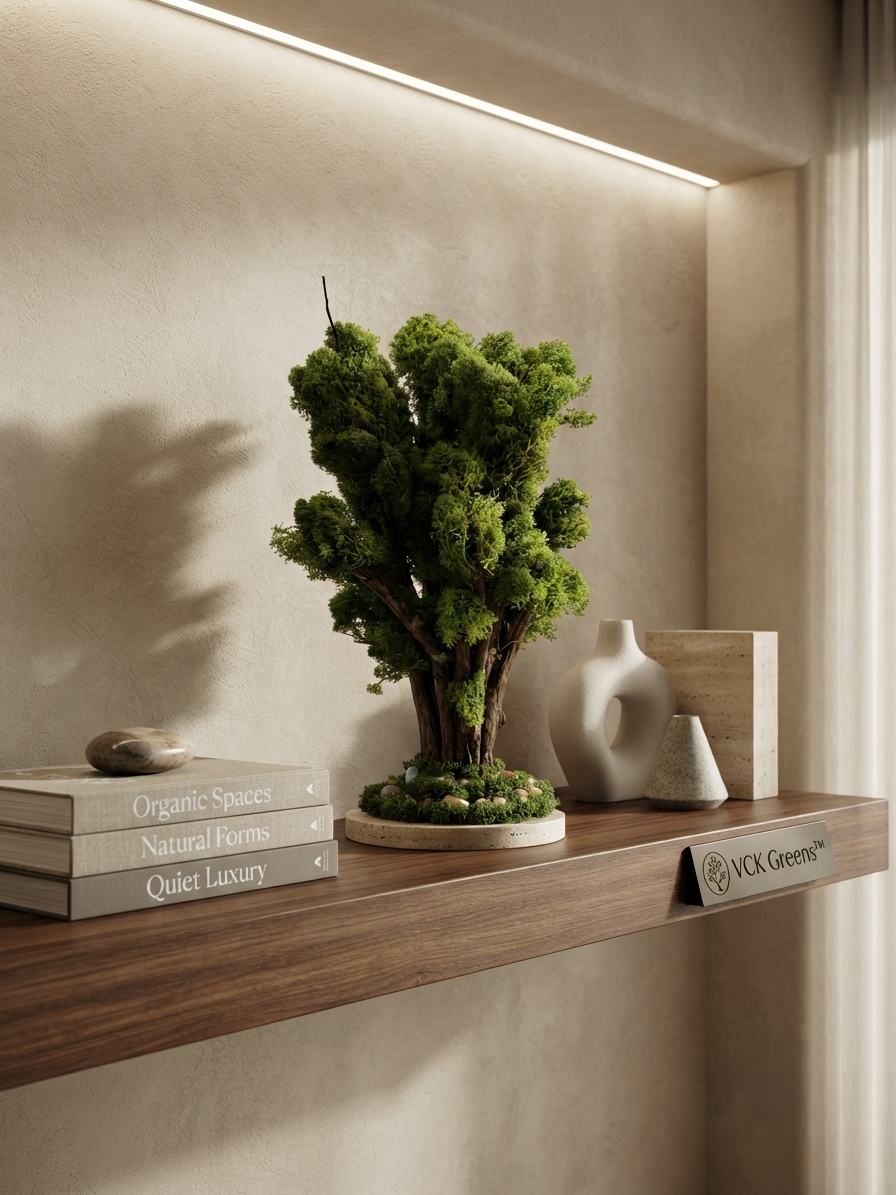 Preserved Moss & Natural Wood Sculptural Bonsai