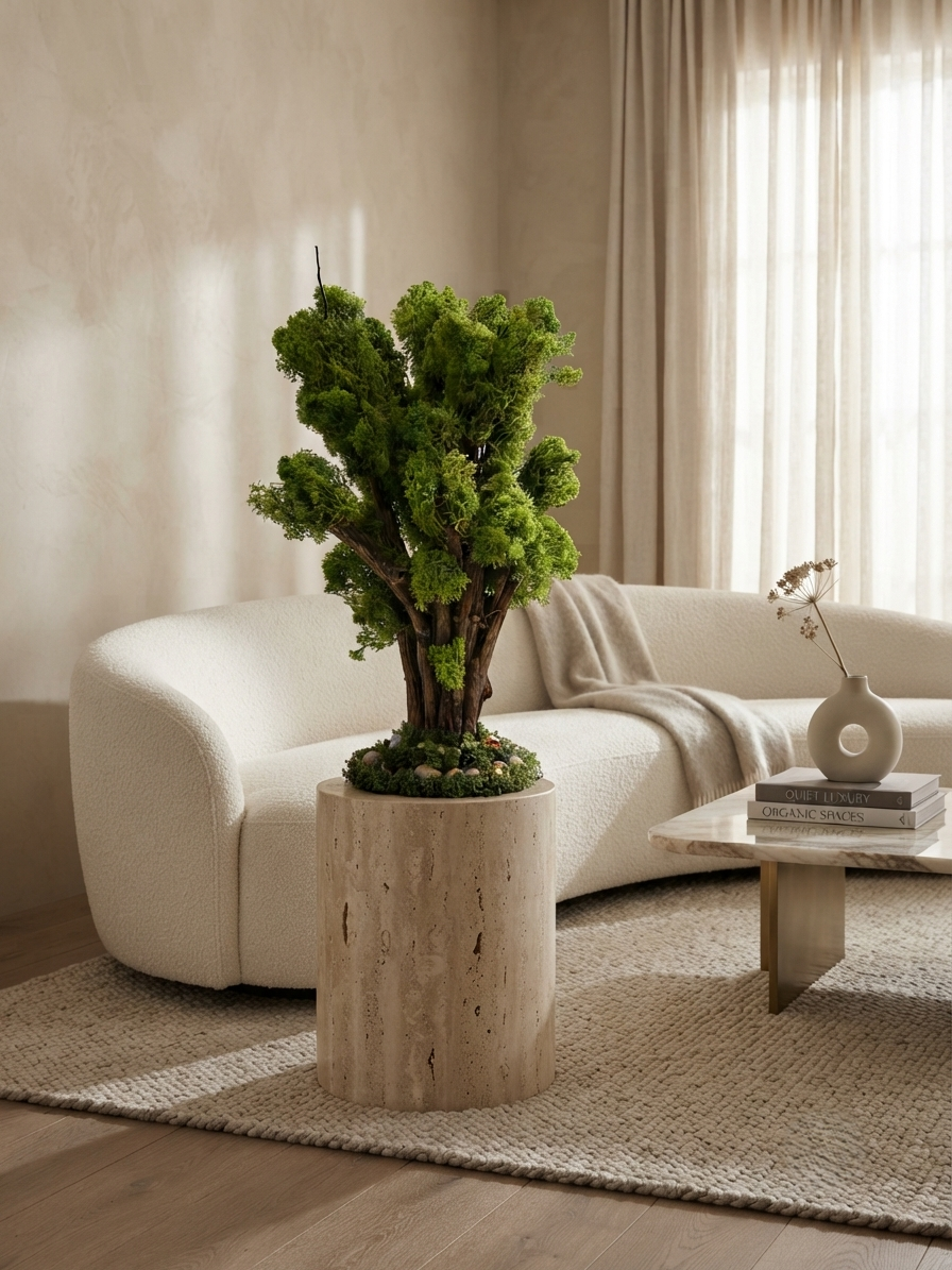 Preserved Moss & Natural Wood Sculptural Bonsai