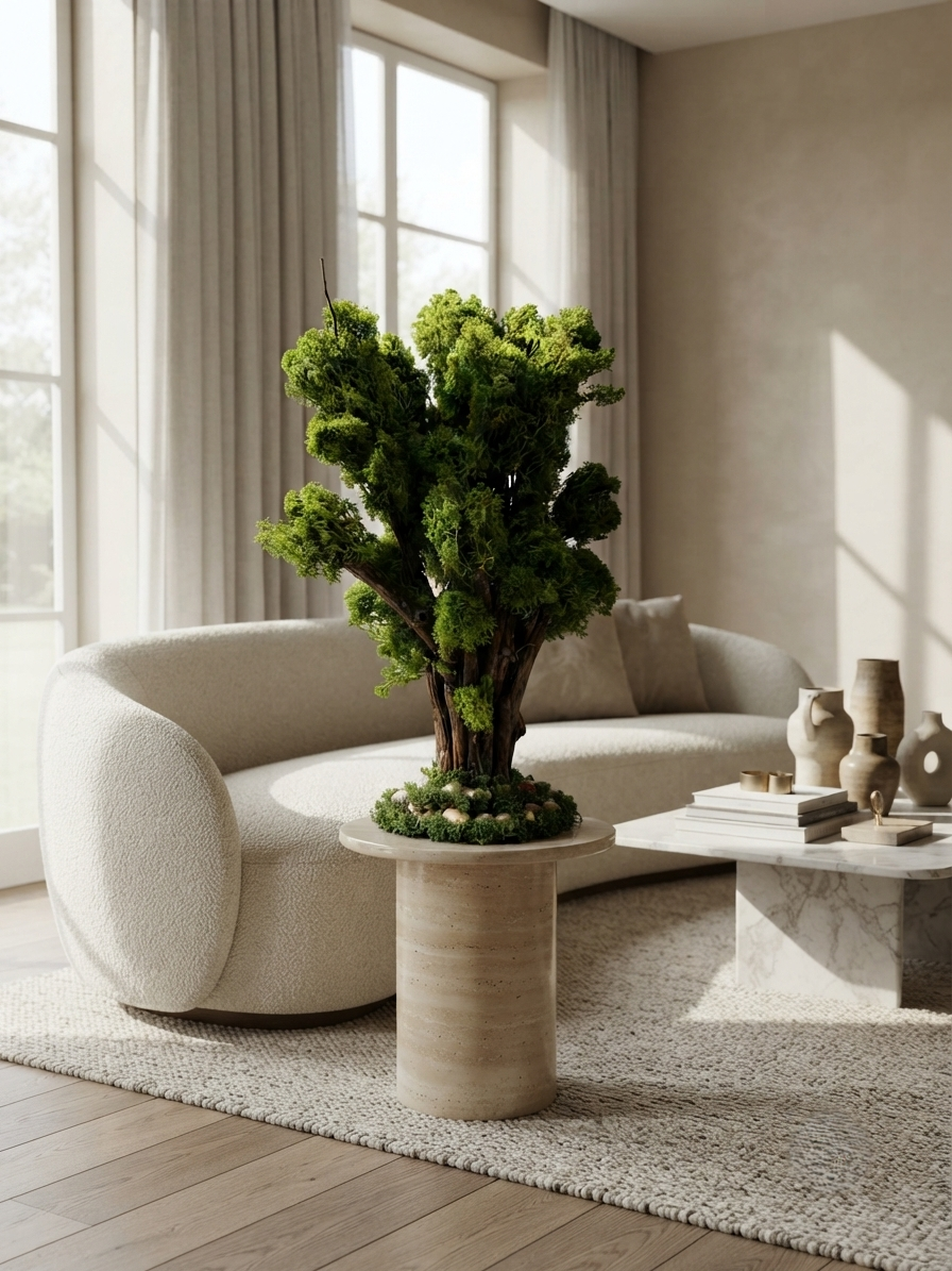 Preserved Moss & Natural Wood Sculptural Bonsai