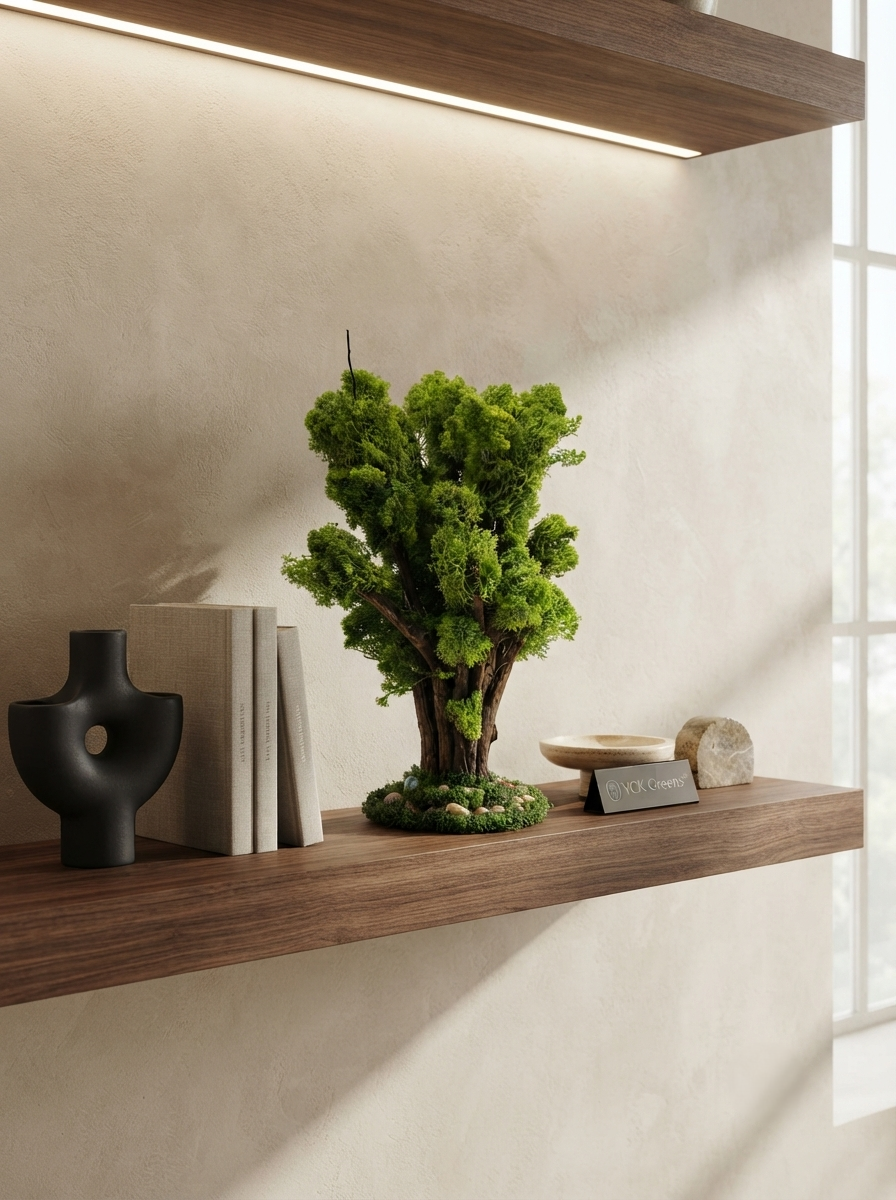 Preserved Moss & Natural Wood Sculptural Bonsai
