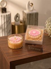 Pink Daisy Bloom Glass Jar Candle