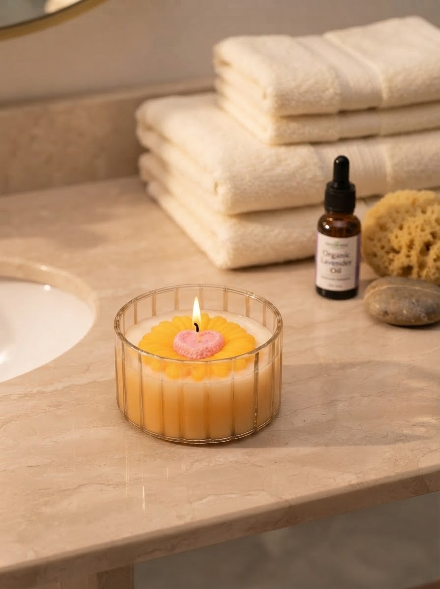 Sunlit Heart Flower Candle