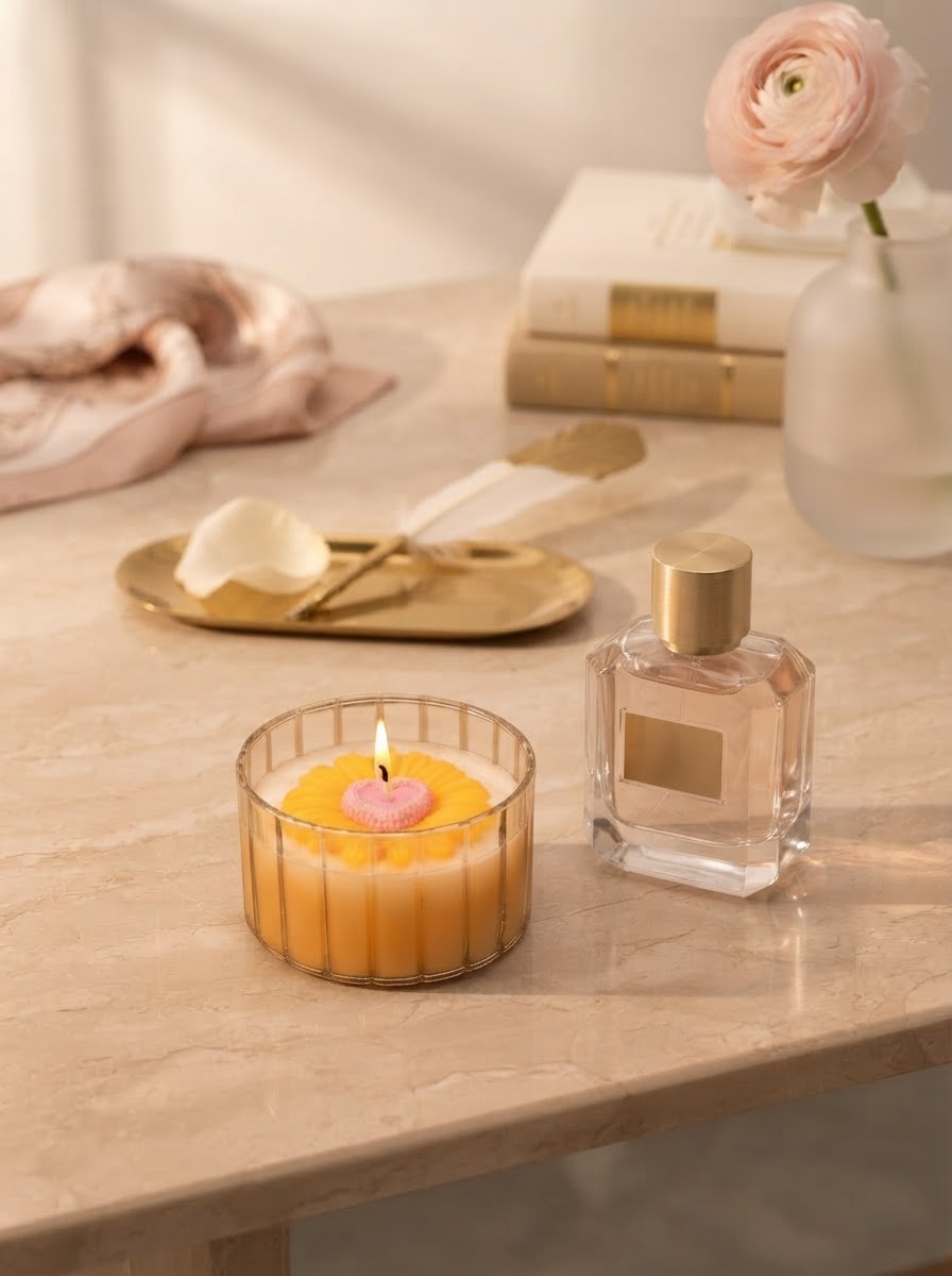 Sunlit Heart Flower Candle