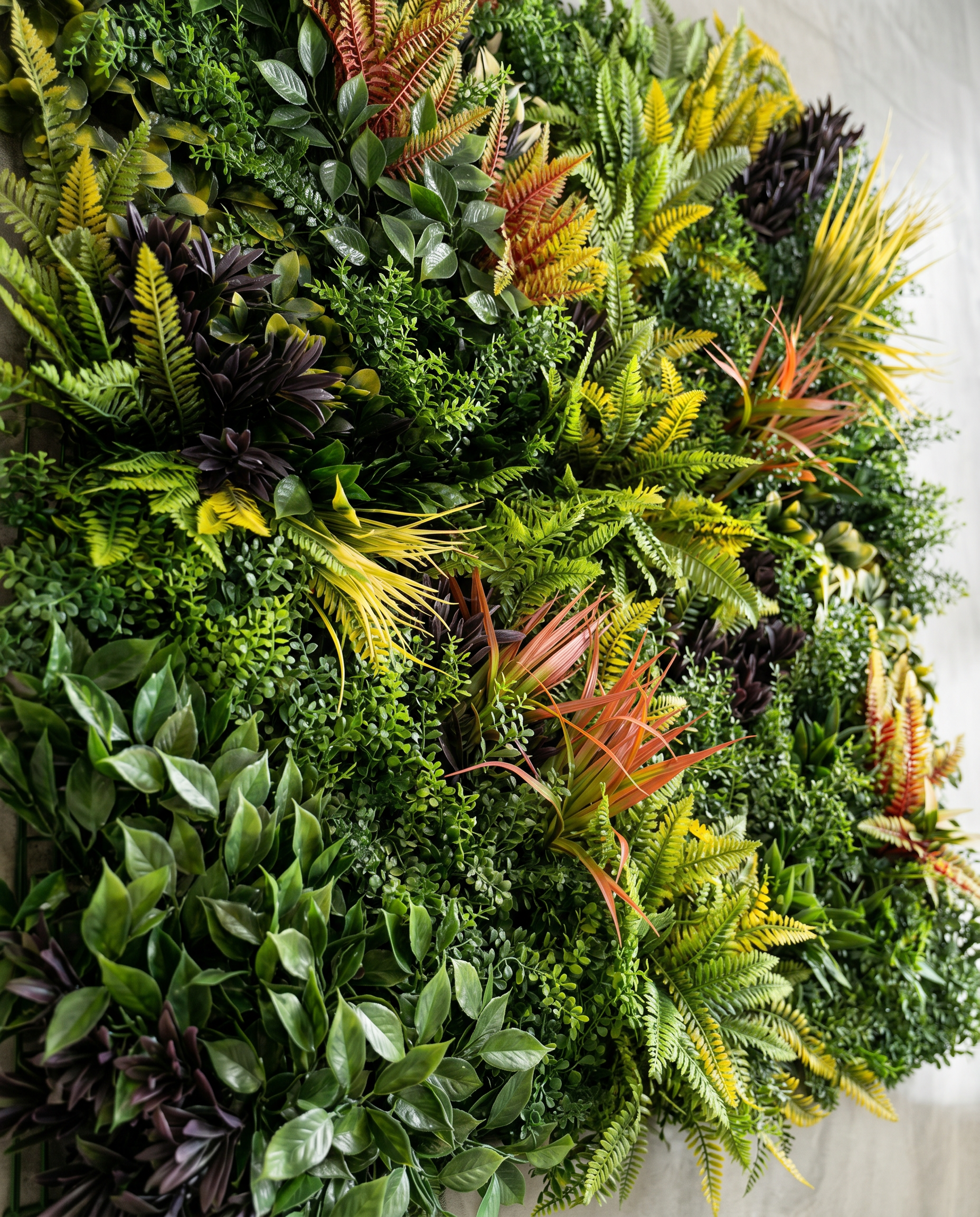 Artificial Lush Mixed Foliage Green Wall Panel (1mtrX1mtr, 10.76sqft)