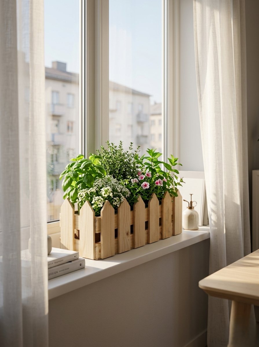 Wooden Fence Planter 12 Inch