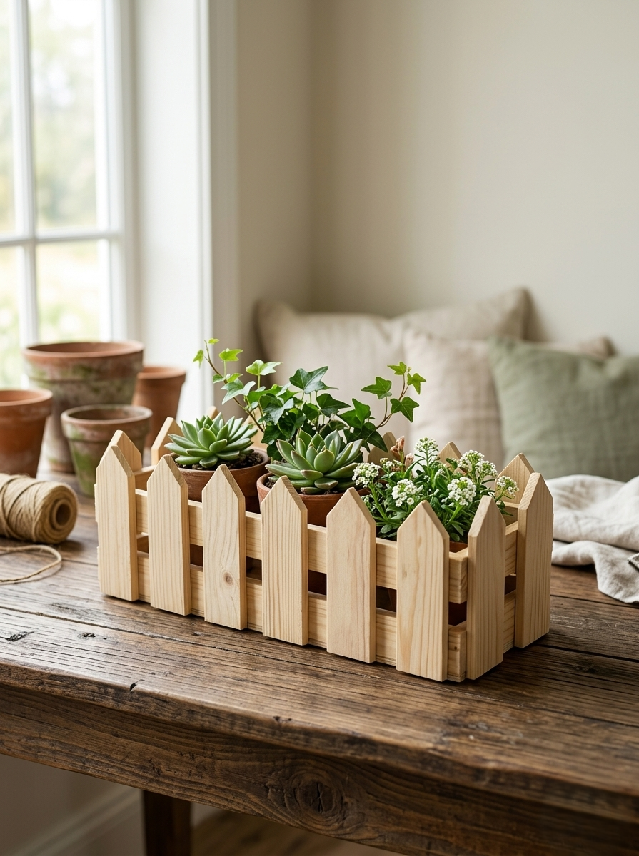 Wooden Fence Planter 12 Inch