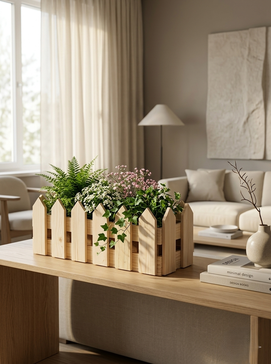 Wooden Fence Planter 12 Inch