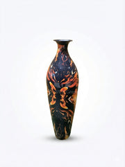 Marble Swirl Finish Metal Decorative Vase