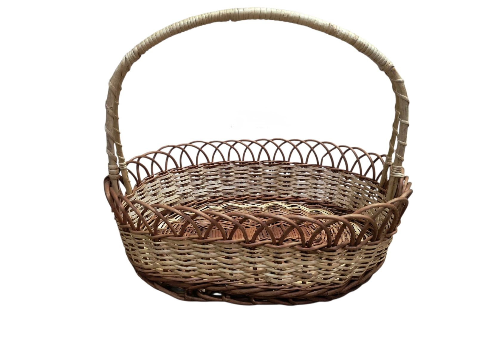 Handwoven Cane Basket with Handle