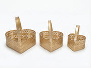 Golden Heart-Shaped Metal Decorative Basket (Set of 3)