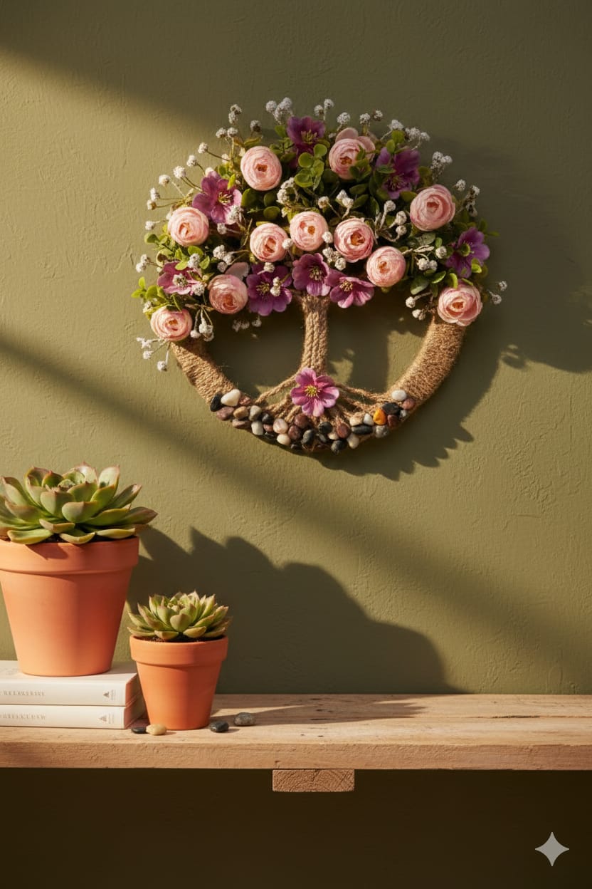 Handmade Floral Tree Wall Hanging (12x12 Inch)