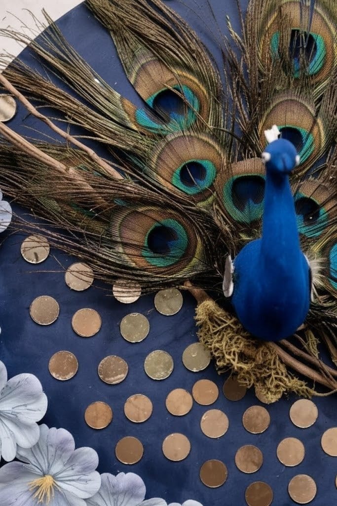 MDF Decorative Royal Peacock Feather Wall Hanging Art – 12 Inch