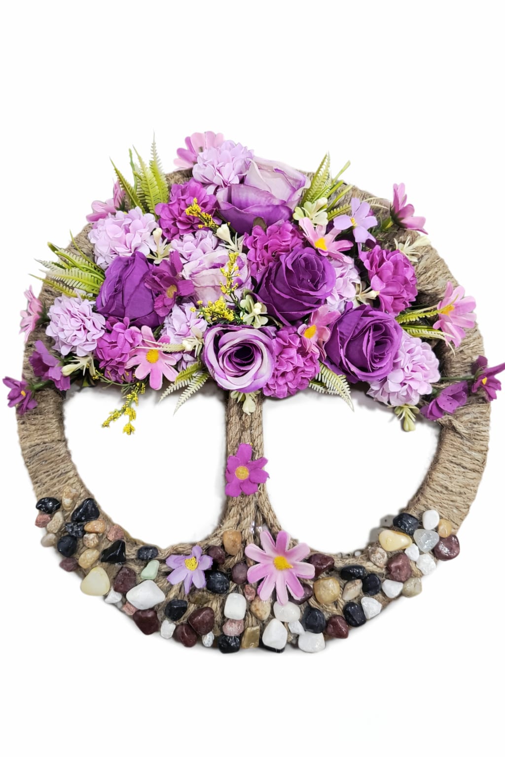 Handmade Round Décor Floral Tree Wall Art 12'' x 12''