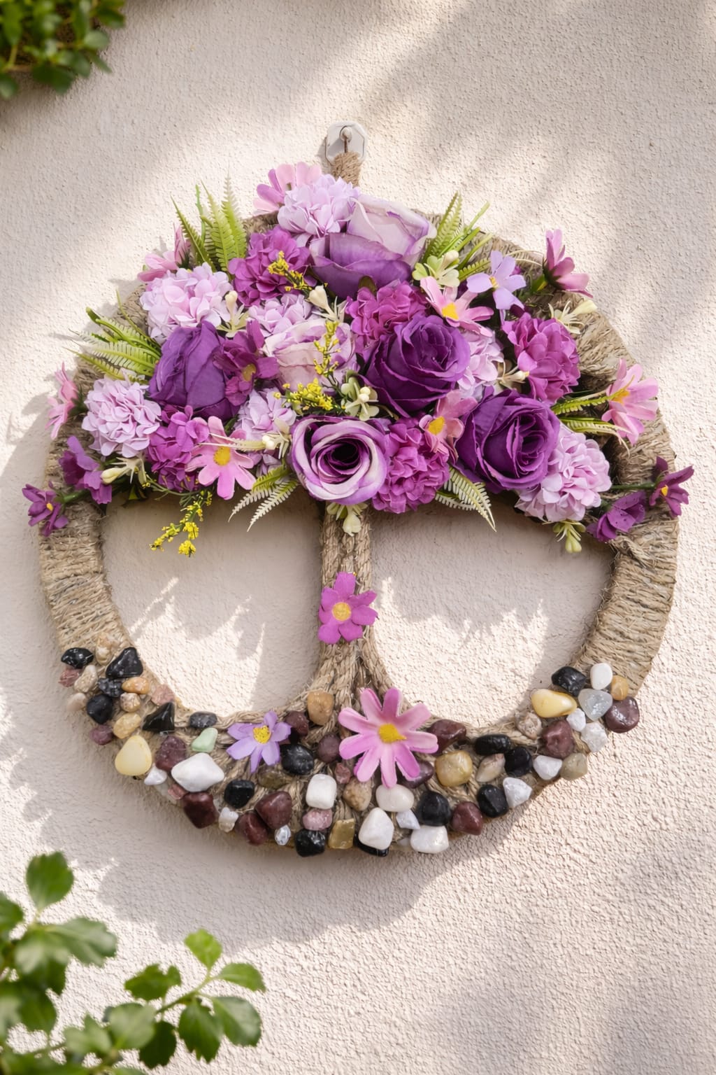 Handmade Round Décor Floral Tree Wall Art 12'' x 12''