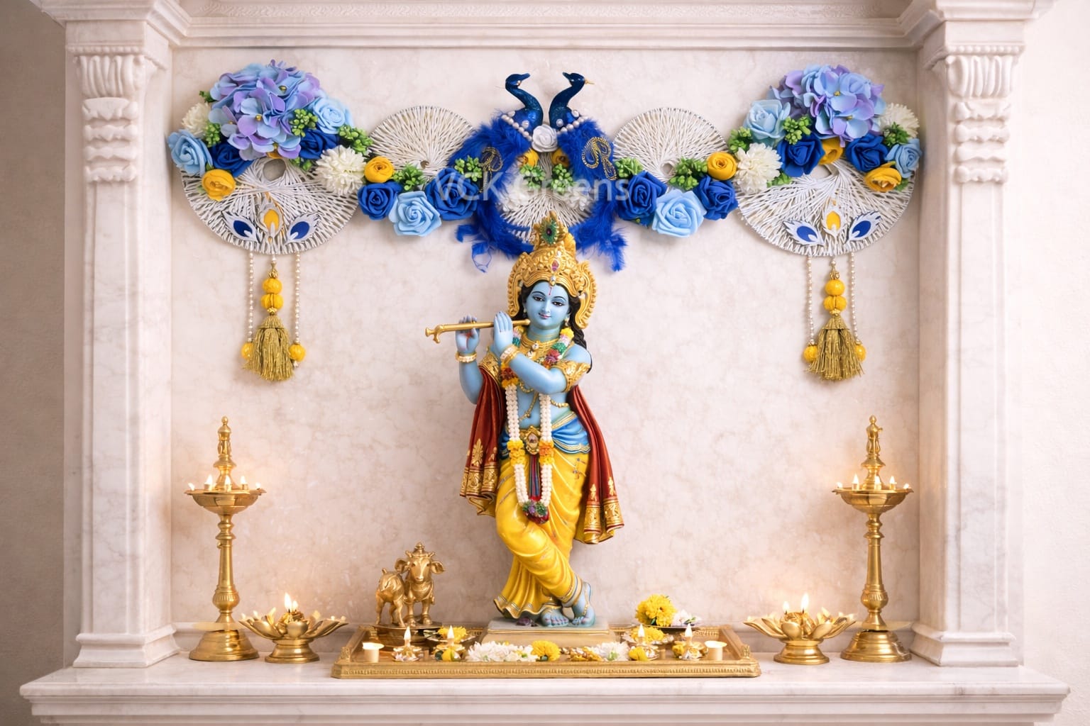 Royal Peacock Floral Toran Wall Hanging (90 cm)