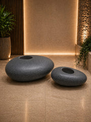 Black Pebble Sculptural Planter Set