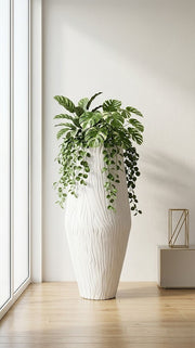 White Texture Tall Planter