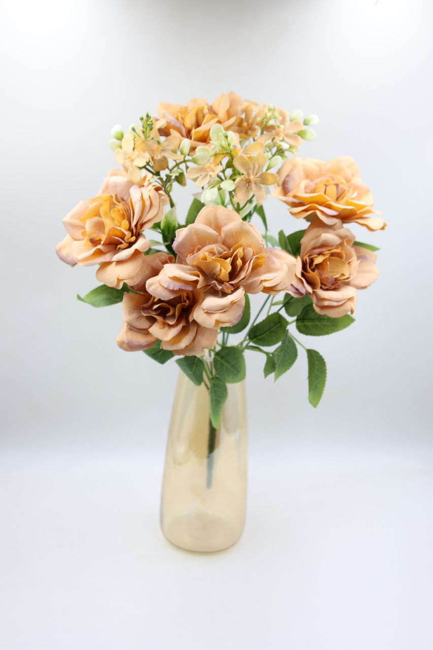 Artificial Classic Rose Flowers Bunch 43cm