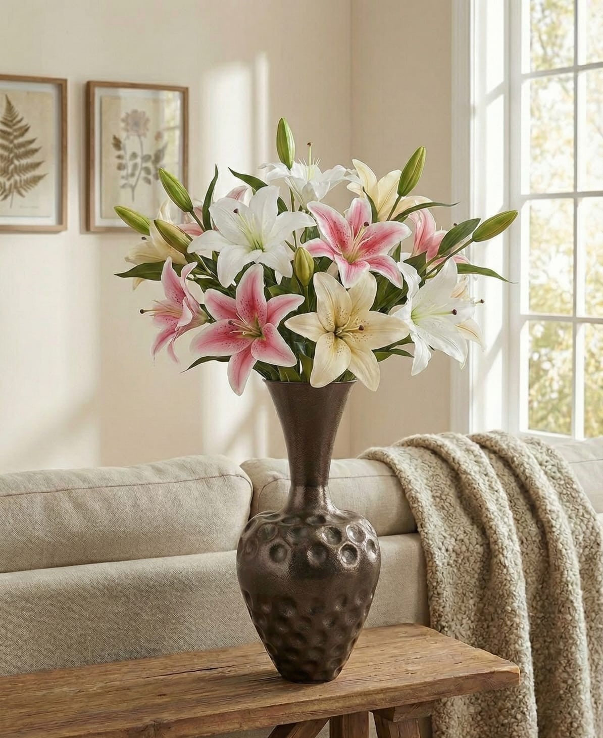 Antique Bronze Textured Metal Decorative Vase