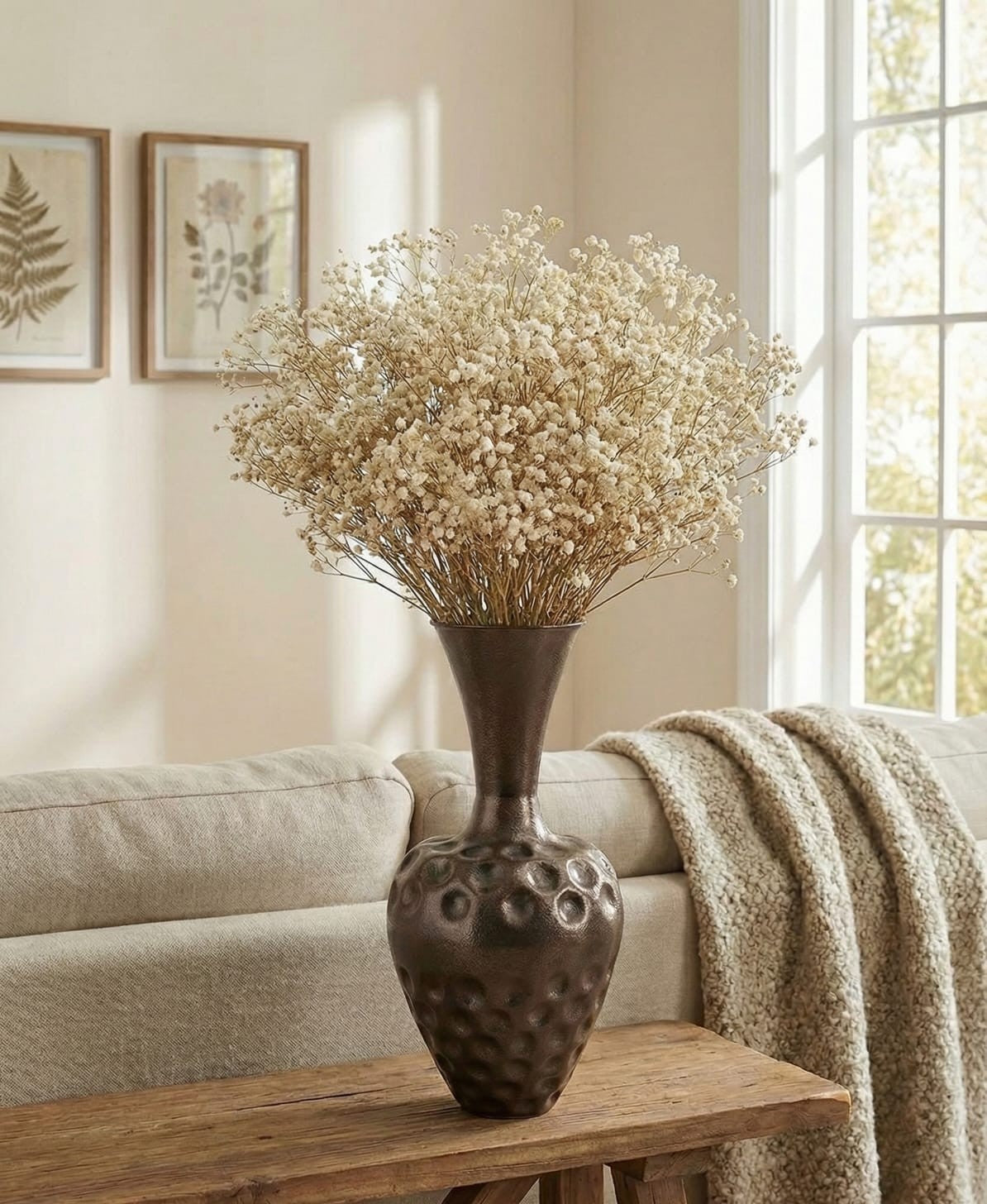 Antique Bronze Textured Metal Decorative Vase