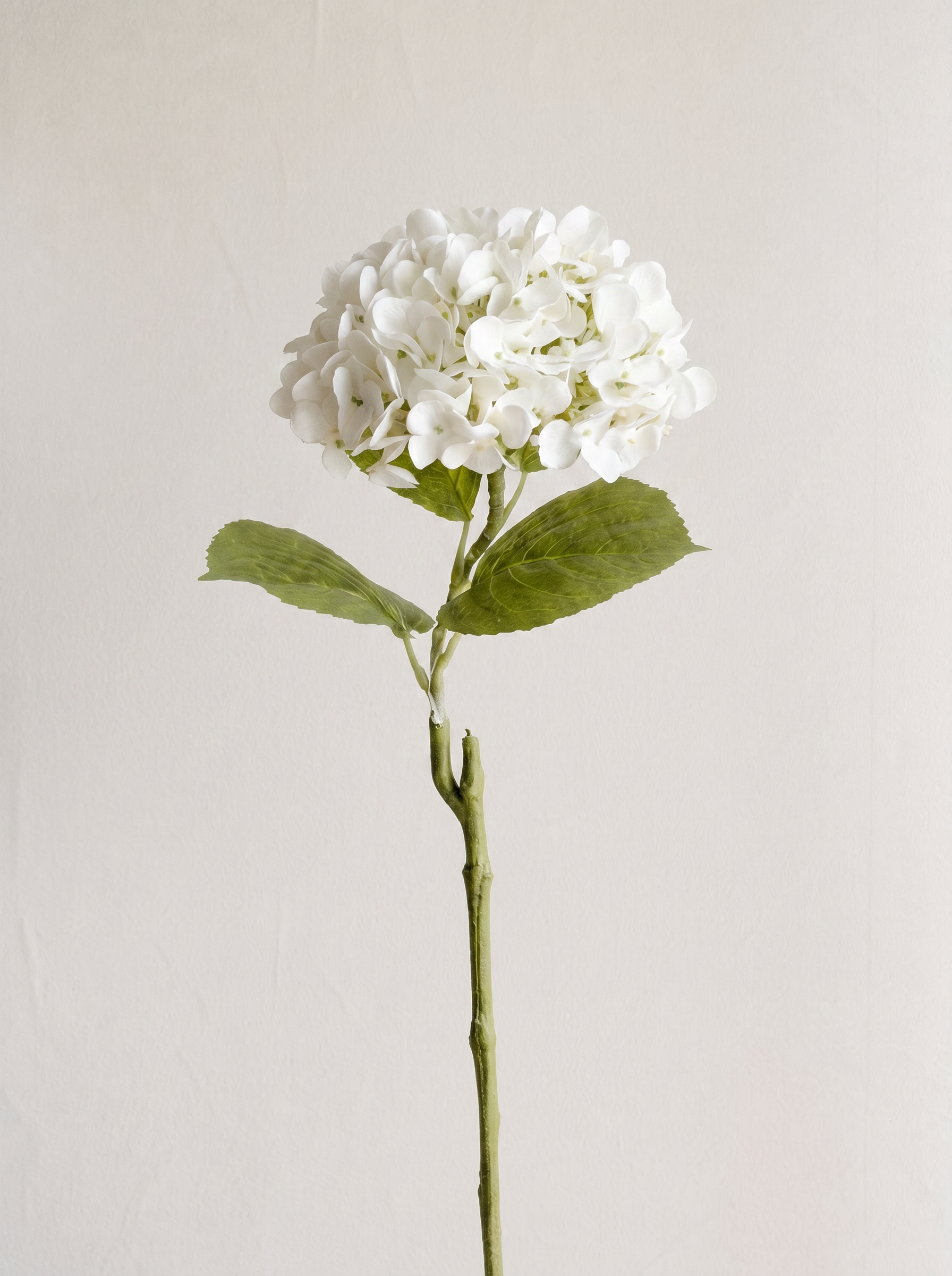 Artificial White PU Hydrangea Flower Stem