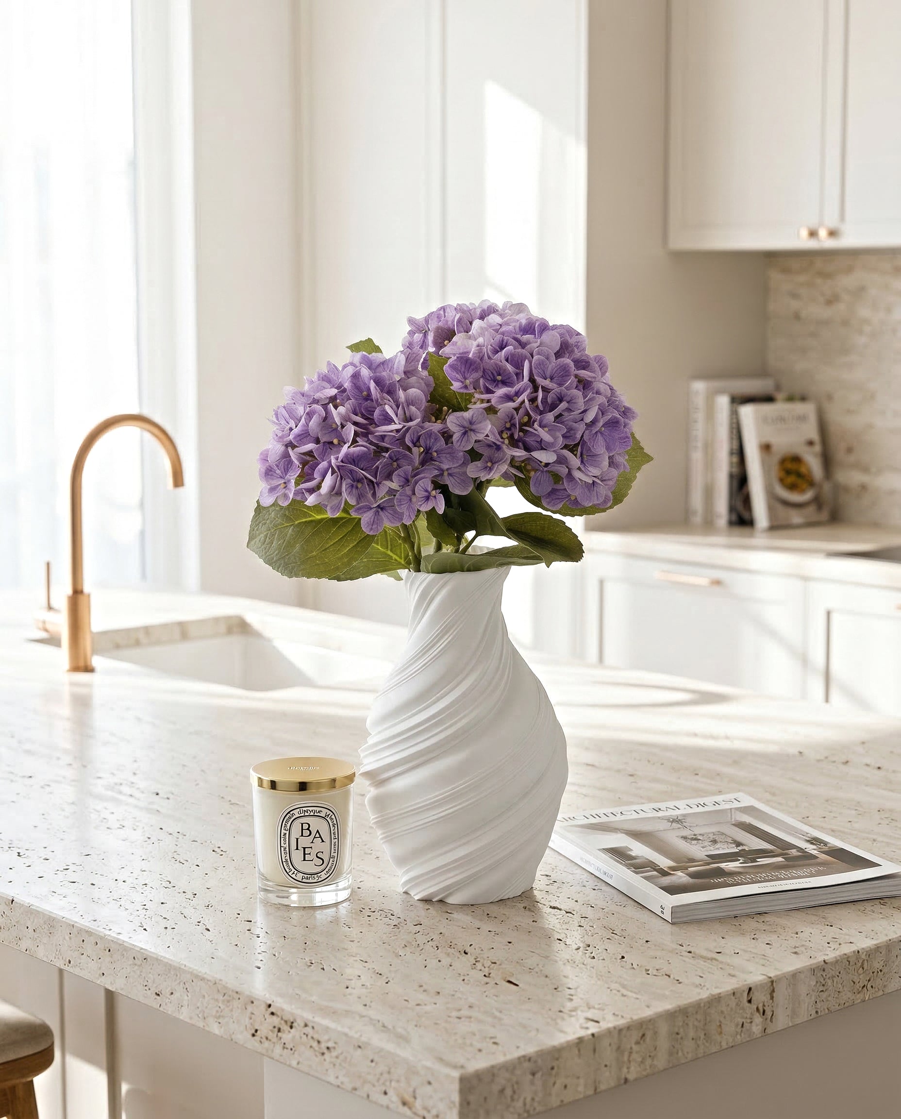 Artificial Lavender PU Hydrangea Flower Stem
