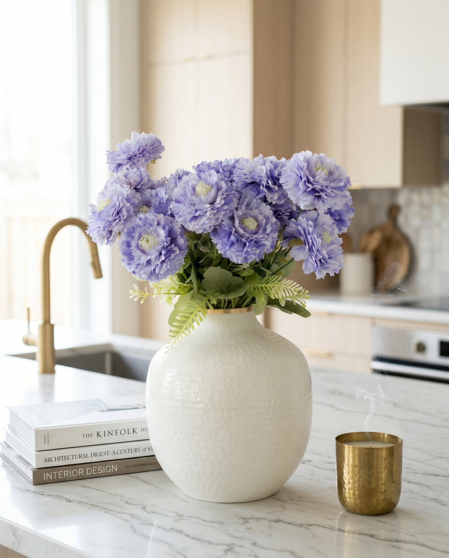 Artificial Ruffled Carnation Bunch 39cm