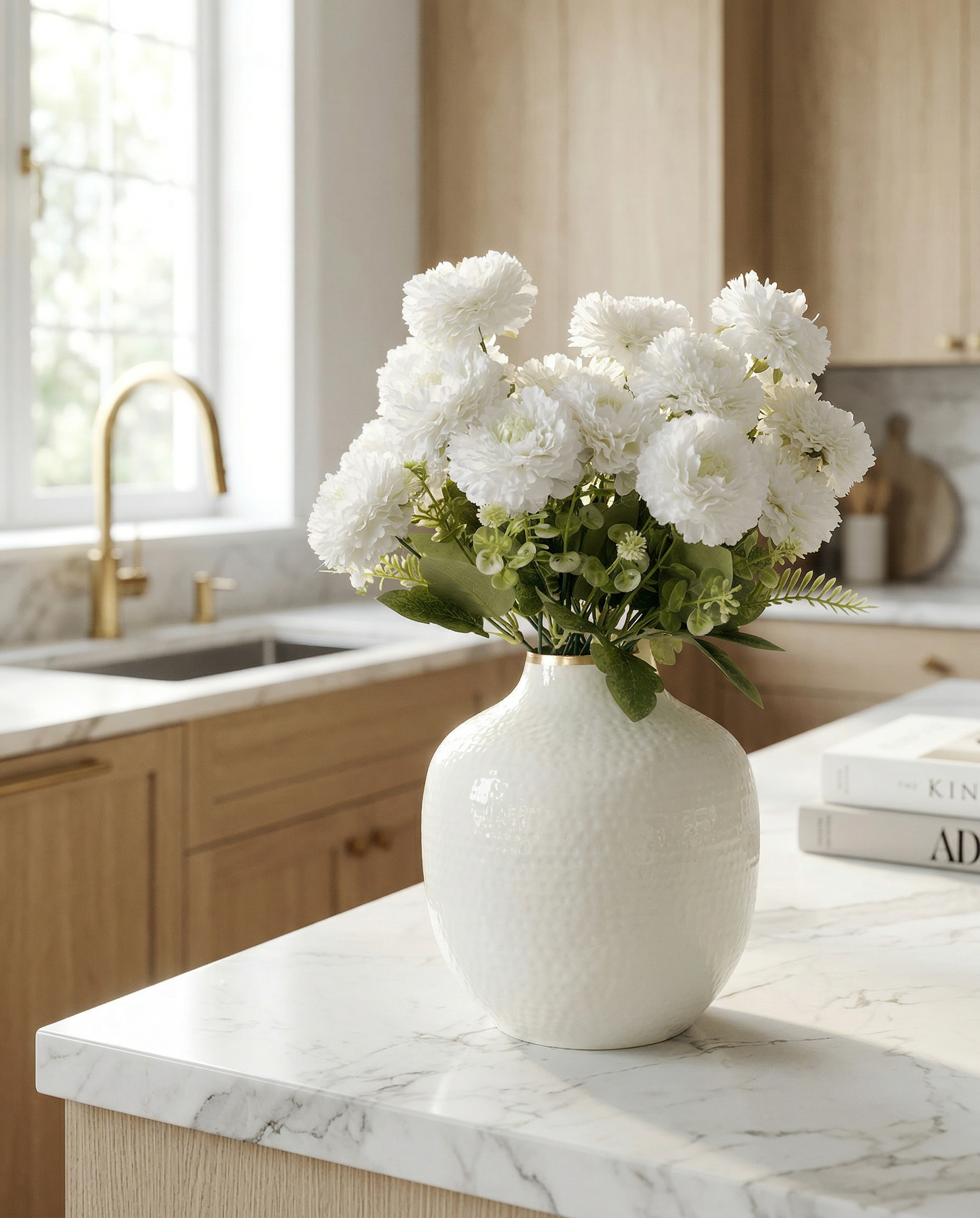 Artificial Ruffled Carnation Bunch 39cm