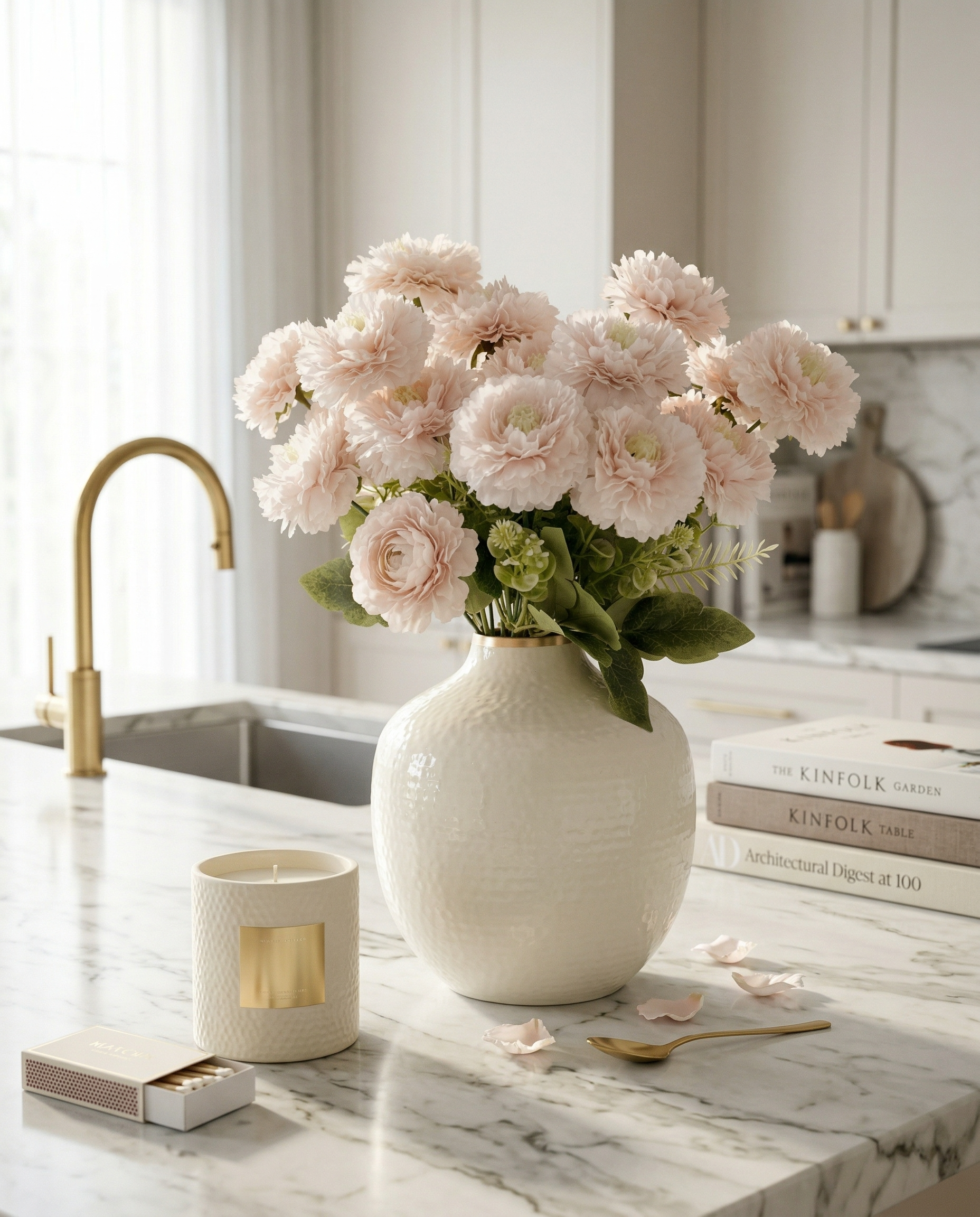 Artificial Ruffled Carnation Bunch 39cm