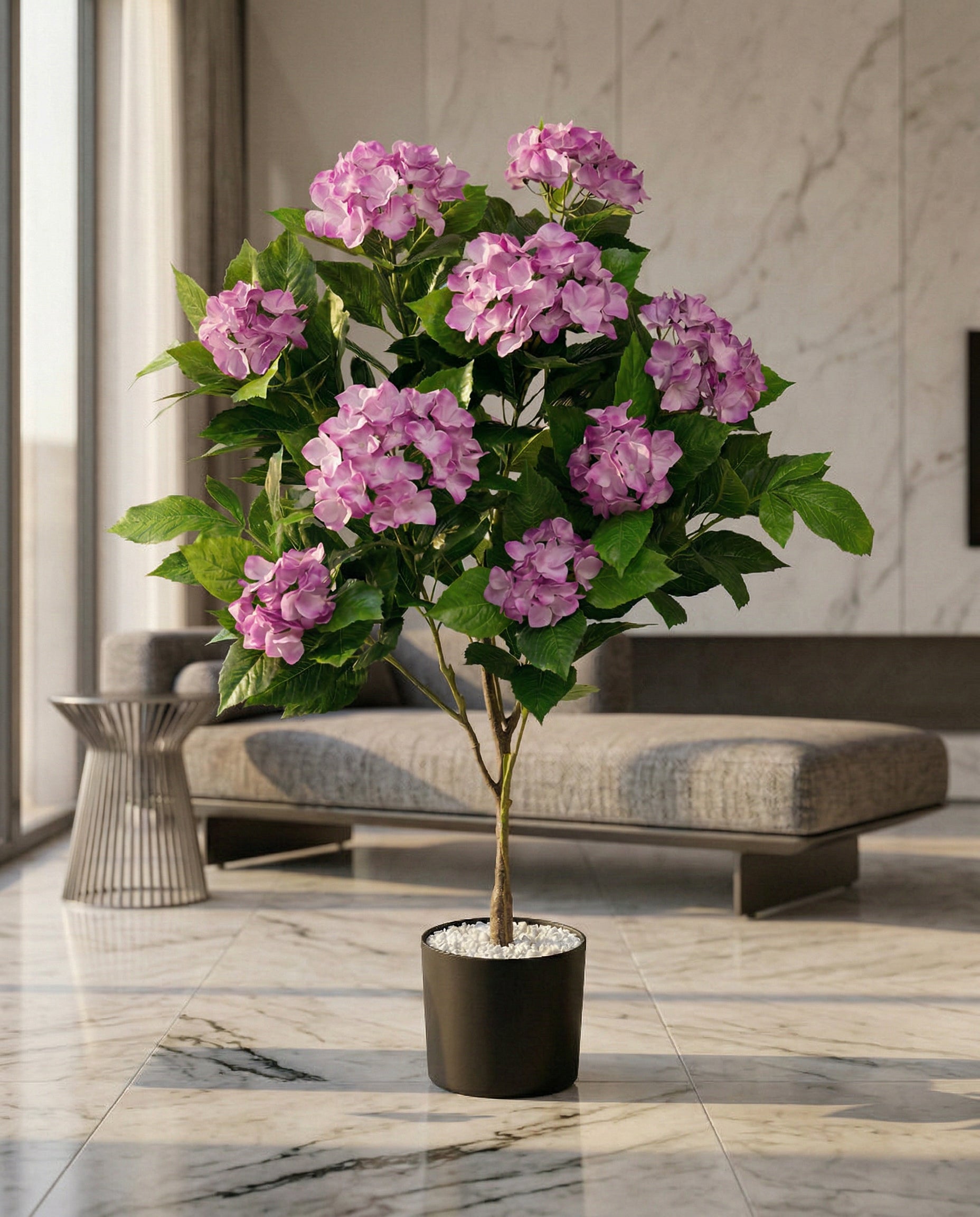 Artificial Purple Hydrangea Flower Plant 3.5ft
