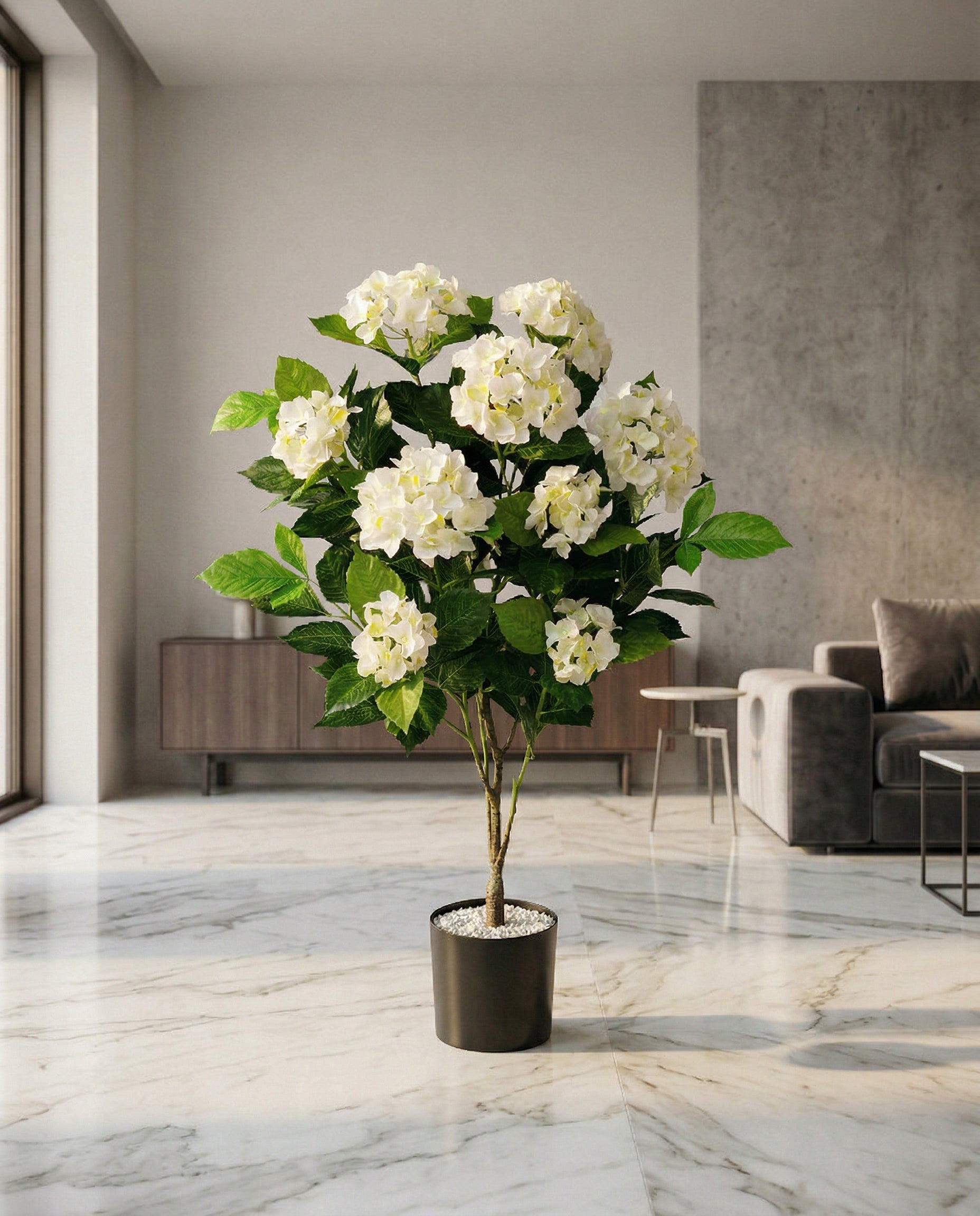 Artificial White Hydrangea Flower Plant 3.5ft