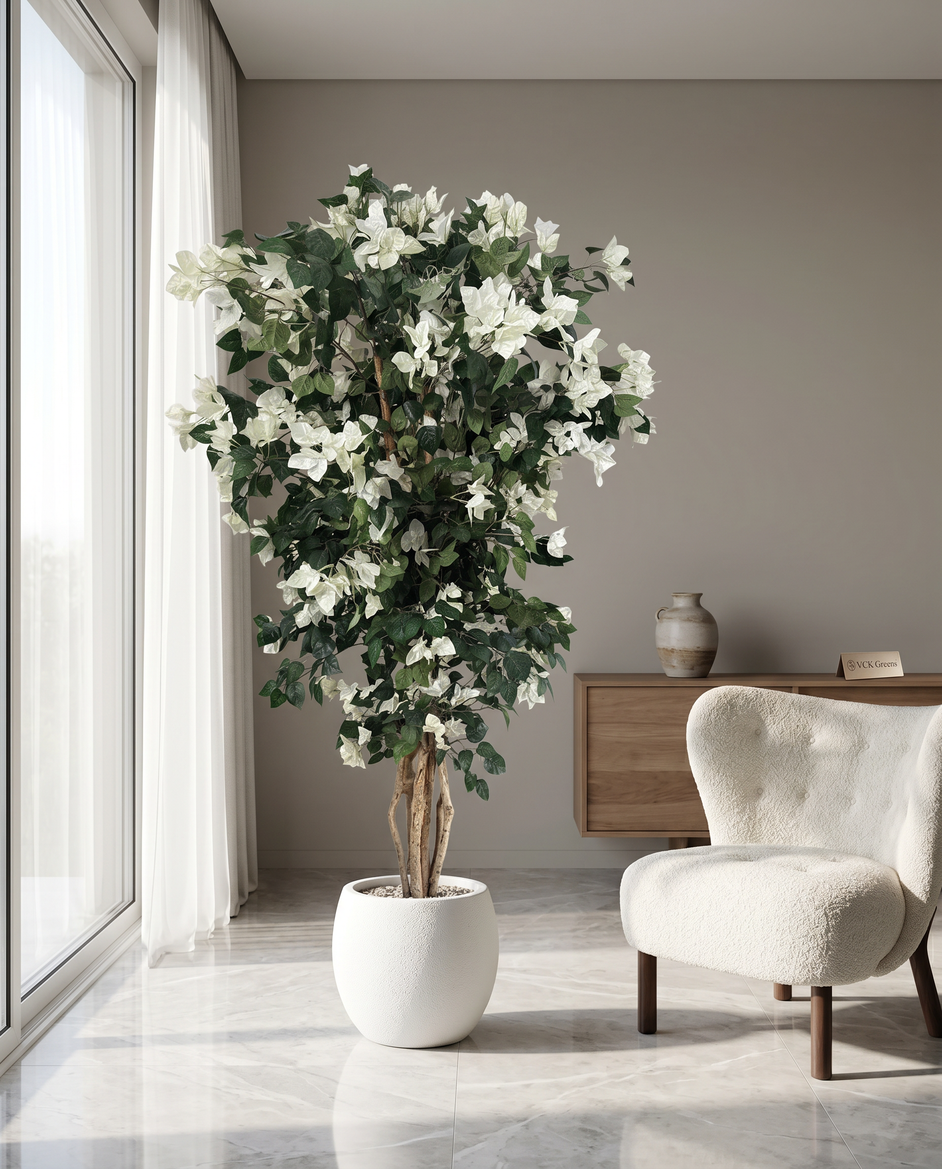Artificial Lush White Bougainvillea Tree 6ft