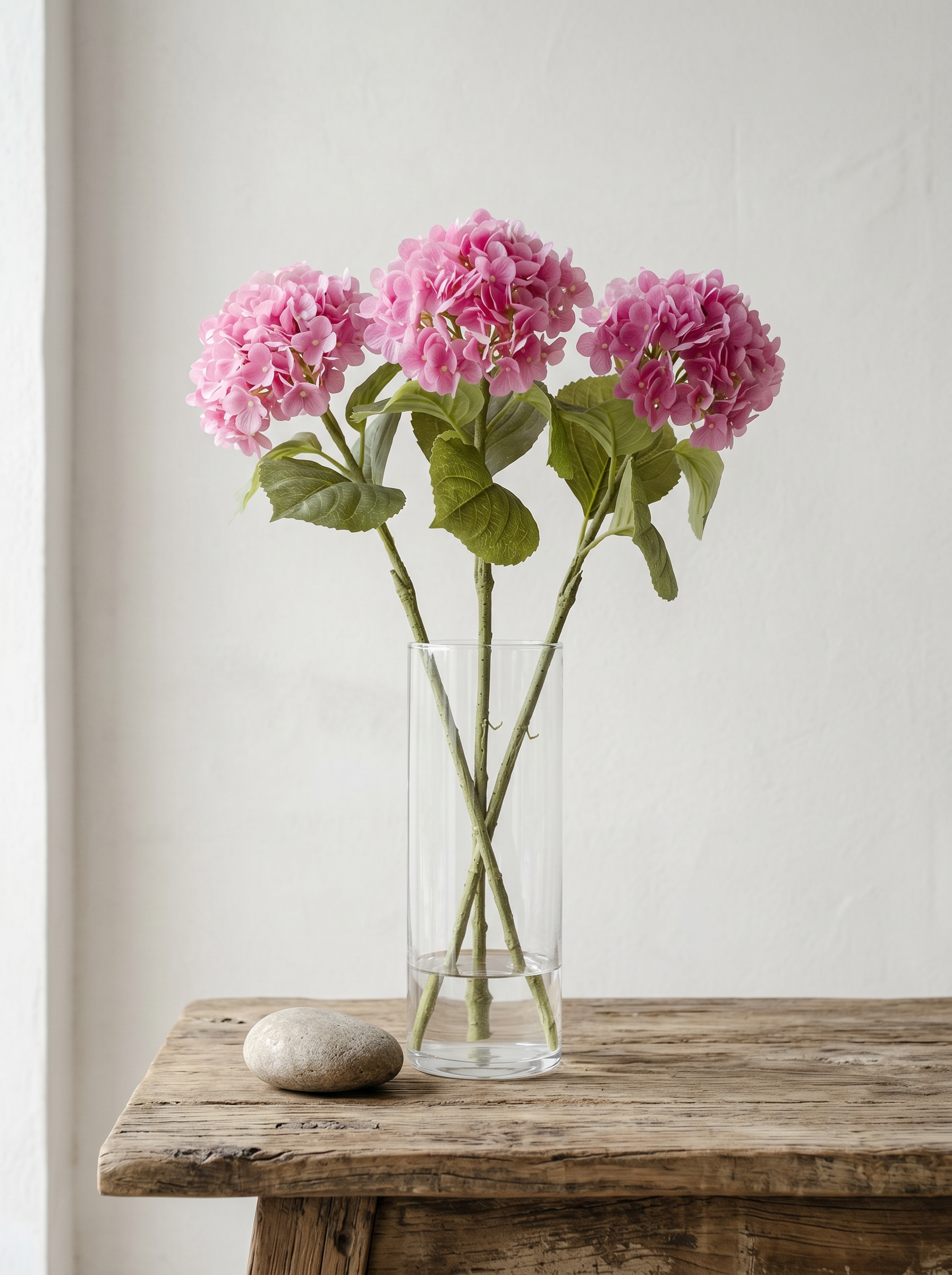 Artificial Dark Pink PU Hydrangea Flower Stem