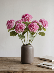 Artificial Dark Pink PU Hydrangea Flower Stem