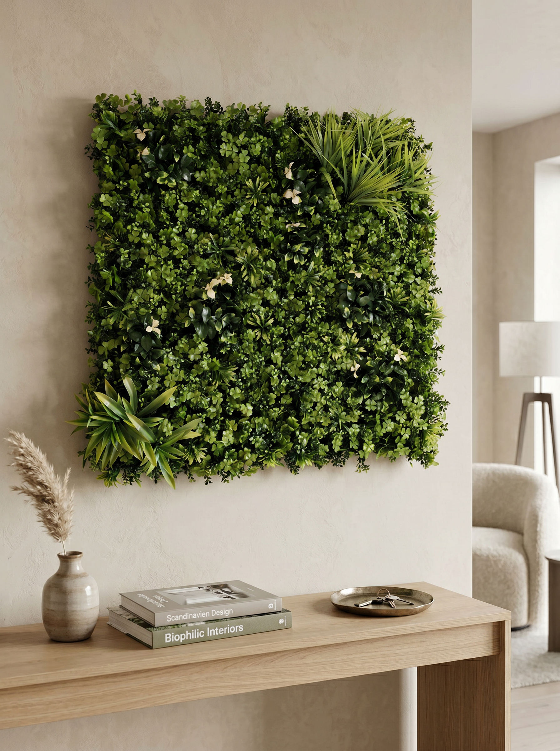 Artificial White Fillers B UV Vertical Wall Panel (1mtrX1mtr,10.76sqft)