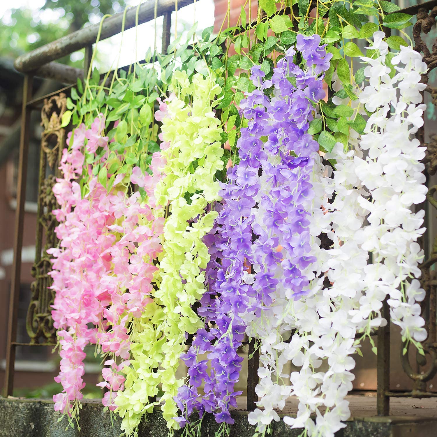 Bolivian Decoration Wisteria Purple Artificial Flowers Garland, Long  Hanging Silk Bush Flowers String for Wedding, Photo