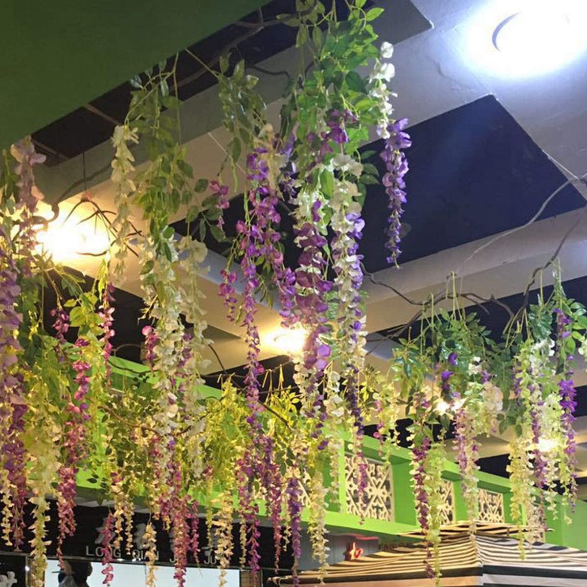 Artificial Dense Wisteria Hanging Flowers