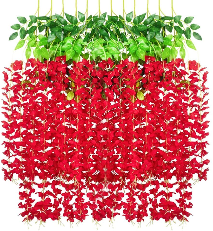 Artificial Dense Wisteria Hanging Flowers