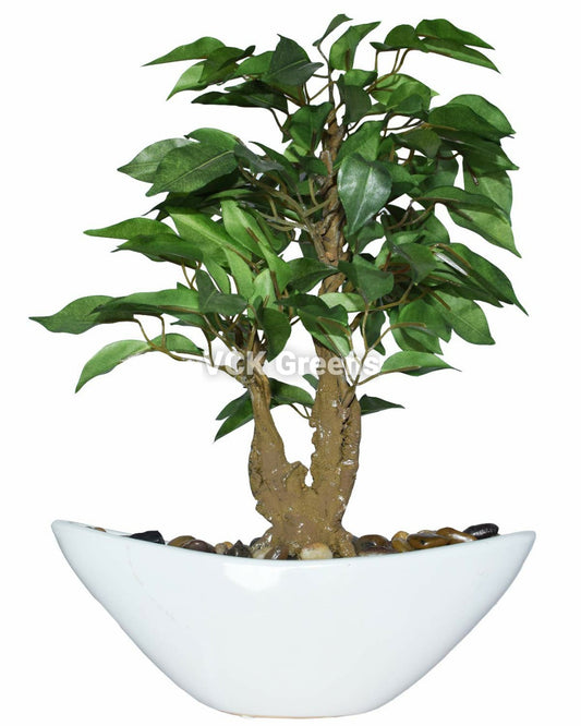 Artificial Green Ficus Leaves Bonsai 1.2 Feet