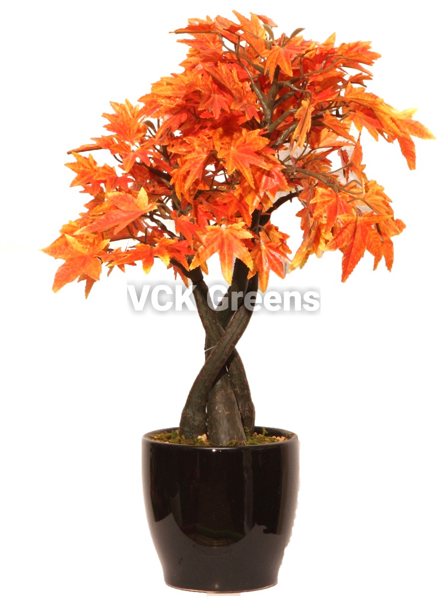 Artificial Japanese Maple Leaves Bonsai with Ceramic Vase 1.3 Feet