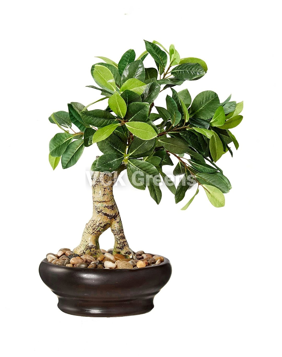 Artificial Green Leaves Bonsai with Ceramic Vase (1 Feet)