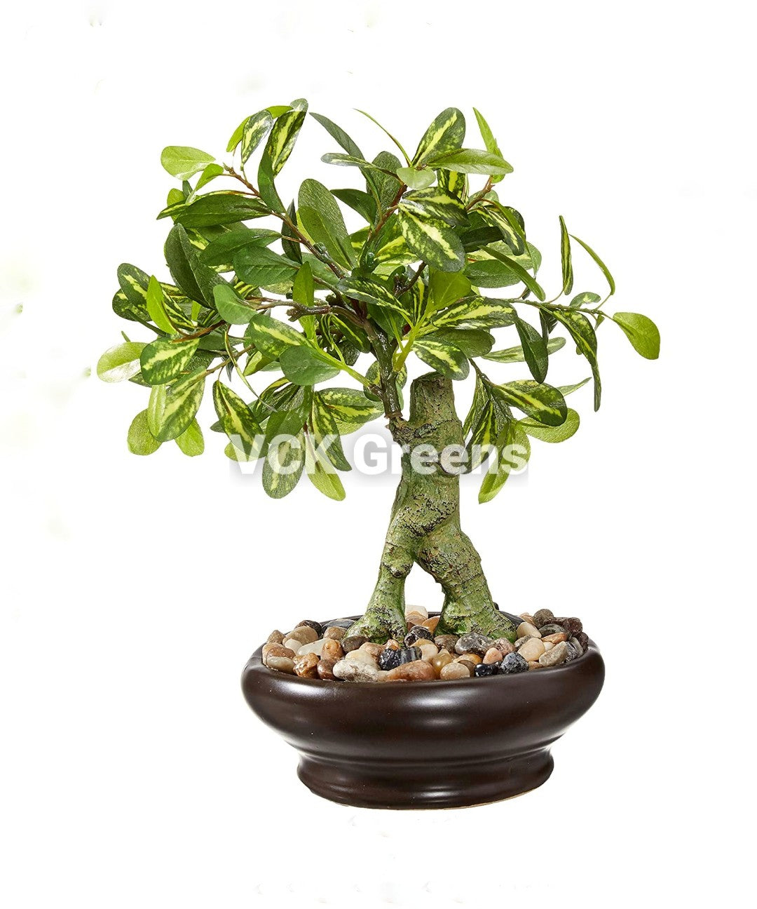 Artificial Green Leaves Bonsai with Ceramic Vase (1 Feet)